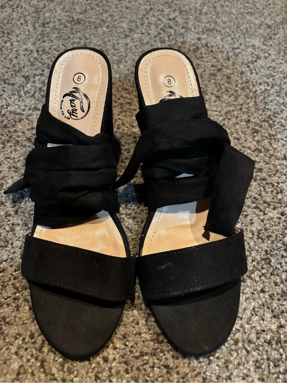Black Suede Wrapping Heels